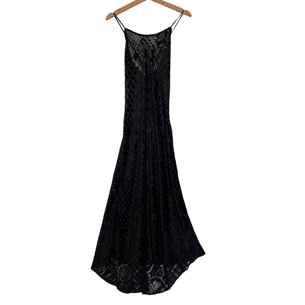 Victorias Secret Black Burnout Velvet Maxi Slip Dress Floral XS Whimsygoth